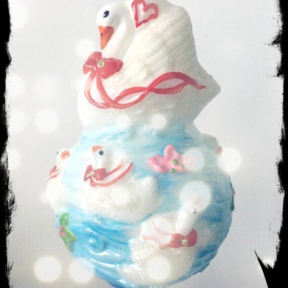 ✨NEW! Authentic Christopher Radko EARTH GLOBE SWAN LAKE Handmade Glass Ornament✨ - Picture 2 of 10